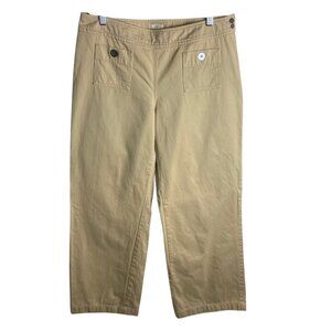 J Jill Size 8 Wide Leg Khaki Pants Pockets Office Business Casual Neutral Crop